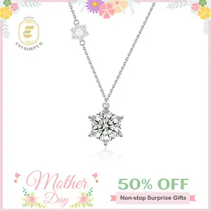 EOM Moissanite 1-2ct Ice Crystal Snowflake Pendant Necklace Wedding Engagement Anniversary Romantic Elegant Gift Daily Wear mothersdaygift