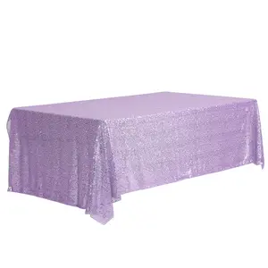 REGALWOVEN 1 Pack Rectangle Tablecloths, Polyester Sequin Table Covers for Dining Room Parties or Dances, Light Purple