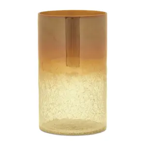 HomeRoots 638582 Gold Glass Tabletop Pillar Candle Holder - Set of 2