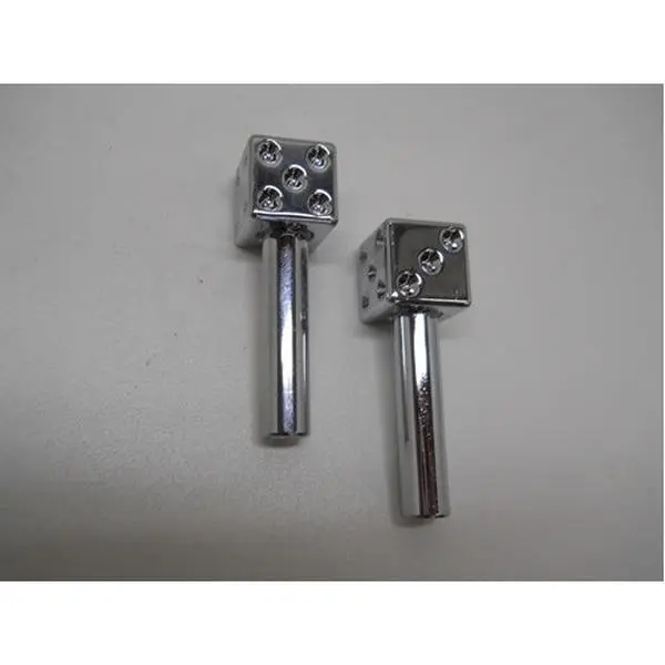 (2) Classic Vintage Car Pickup Truck Chrome Dice Door Locks Knobs Caps