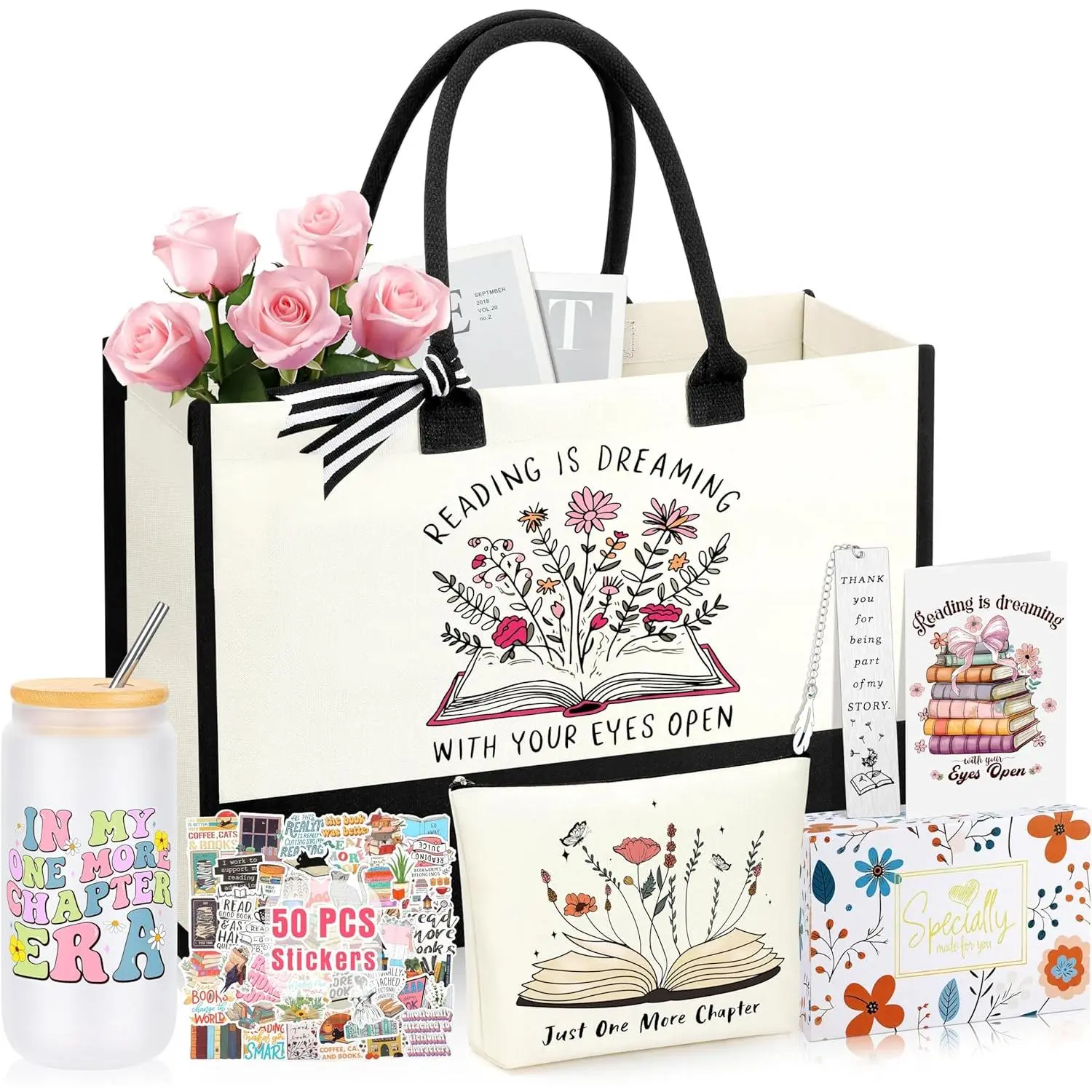 Bookish Office Stationery Gift Set - Pouch, Flower Cup, Student Box, Ideal for Book Lovers & Librarians (Computers & Office Equipment, Gifts & Wrapping)