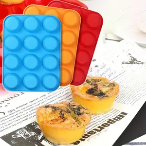 3Pcs Food Grade Egg Muffin Baking Silicone Molds, Non-stick Silicone Muffin Pan Perfect for Making Cupcakes, Cookies, Cake Pops, Lollipops, Mini Bread Loaf Sets