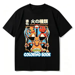 Fire Dragon Evolution Trio 100% Cotton Oversized Unisex T-Shirt Retro Anime Japanese Style Tee Casual Everyday Wear