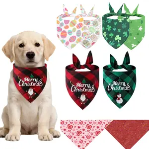 Christmas, Valentine's Day,St. Patricks Day, Easter Egg, Classic Pet Bandana, & Plaid Triangle Scarf for Dogs Cats, Washable，Perfect Festival Gift for Pets and Owners