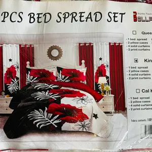 9 Pc King Bed Quilt with matching curtains