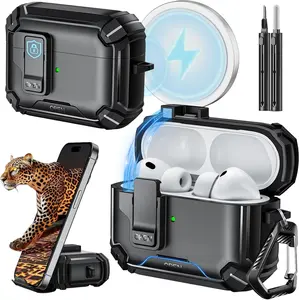 AirPods Pro 3 Protective Case 2024, AirPods 4th Generation Protective Case with Automatic Lock, Compatible with MagSafe, Compatible with Apple AirPods 4th Generation(Black）