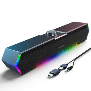 LENRUE G11 Computer Speakers for Desktop, Touch Lights PC Speakers with Surge Clear Stereo Sound, USB C/USB Powered Wired Computer Speakers for Desktop PC Laptop Monitor, Compact RGB Gaming Speakers with Easy Volume Control for Home Office Audio