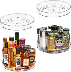 Sorbus 9 Inch Flat Clear Lazy Susan Organizer 4-Pack- Perfect Racks to Organize Your Refrigerator Pet Household