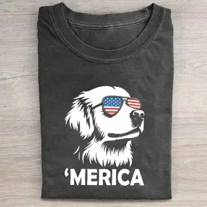 Comfort Colors Merica Golden Retriever T-Shirt, Retro 80s Patriotic American Flag Dog Graphic Tee, Unisex Fit Design, Casual Streetwear, Gift for Dog Lovers