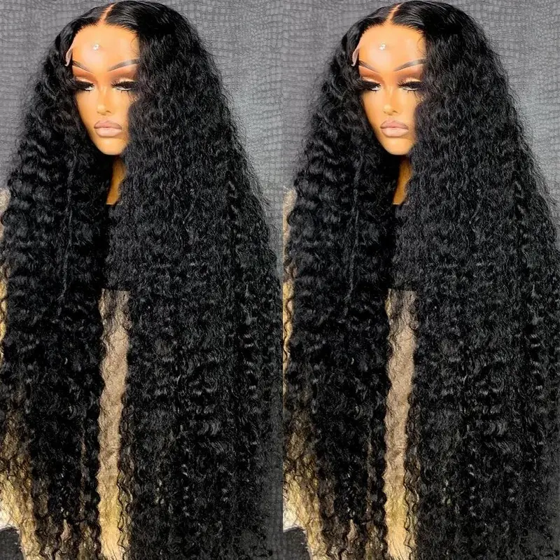 BLING HAIR Female 13x6/13x4 HD Lace Front Deep Wave Human Hair Wig, 180% Density Brazilian Remy, Pre-Plucked Hairline, Heat Resistant, 36-40in, Adjustable Strap, 13x6 Wig Extensions, Deep Wave Wig, 13X6 Human Hair Wig
