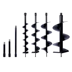 Hardware Auger Drill Bit for Planting Hole, Bulb Bedding Digging Post Hole Planting Tool for 3/4" Shaft Auger,Hole Digger Replacement Auger Bits Earth Auger Digging Bit 4IN+6IN+8IN+12IN+ROD KIT magnetic nut