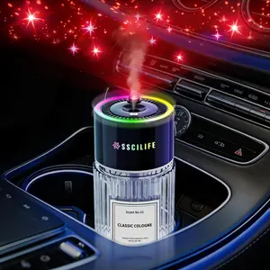 Smart Car Air Freshener with Auto Sensor, Car Aroma Diffuser with RGB Music Syncing Light & Starry Sky Projection, Up to 120 Day Use, 120ML Capacity, Scent: No.01-Classic Cologne