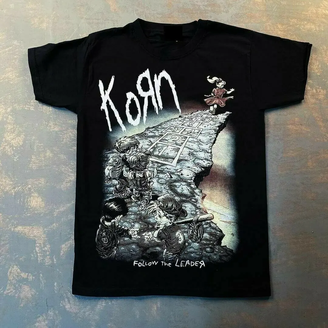 100% HOT!! Design Vintage Metal Band # KORN T-shirt 1990s short sleeve black S-2XL