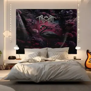 Sleep Token Black Flamingo Tapestry | Dark Floral Gothic Wall Decor, Vintage Room Decor, Suitable for Bedroom Wall Decoration,Living Room Background Decoration,Music Room Atmosphere Creation,Photography Background Props