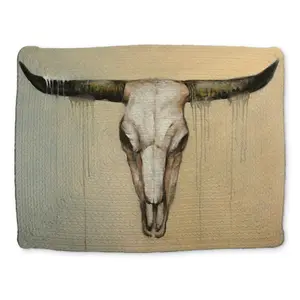 360 Stand Bohemian Braided Bull Skull Brown Tablemat - 14x18 in Stylish Aesthetic Kitchenware Tableware, Placemat & Coaster for Home Decor (CBPM1418ZDM87S)