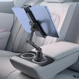 Car cup holder, tablet phone holder, with heavy-duty base, adjustable, suitable for cars/trucks, suitable for 4-13 inch tablets, compatible with iPad Mini/Air/Pro, iPhone and all smartphones
