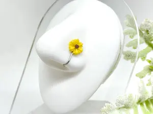 Fake Piercing Nose Cuff - Yellow Flower Nose Cuffs