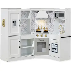 Best Choice Products Pretend Play Corner Kitchen, Ultimate Wooden Toy Set for Kids w/ 6 Accessories Best Choice Products Pretend Play Corner Kitchen, Ultimate Wooden Toy Set for Kids w/ 6 Accessories