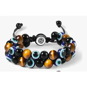 Natural Stone Crystal Bracelet - Tiger Eye, Black Obsidian & Hematite & Many More Beaded Natural Stone Bracelet for Luck, Balance & Prosperity, Protection You Choose