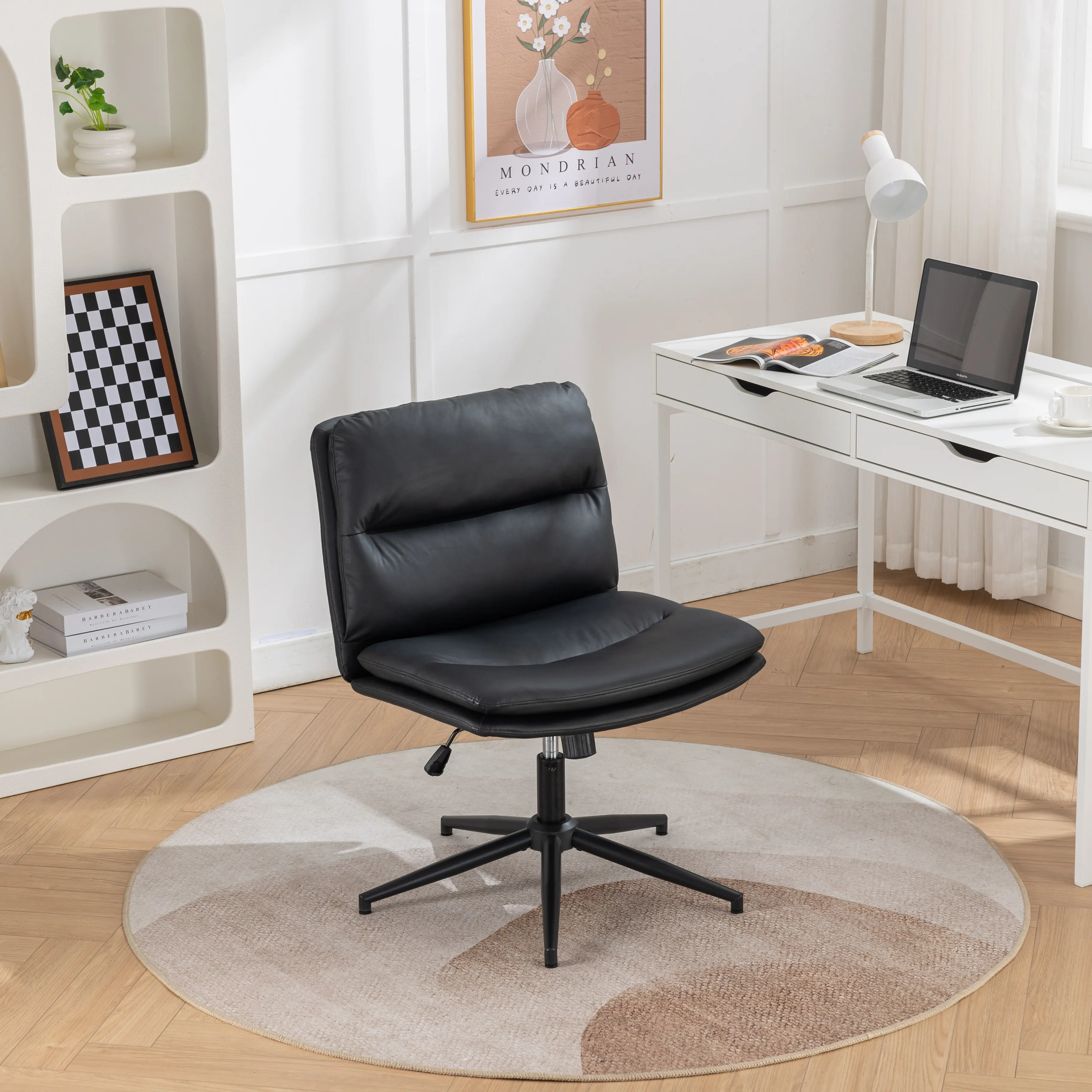 Bizerte Adjustable Swivel Criss-Cross Chair - Wide Seat Office & Vanity Chair for Commercial & Home Office Furniture Use