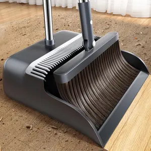 Broom and dustpan combination set, the broom and dustpan set comes with a 51.6inch long handle and two broom heads, the toothed dustpan broom is suitable for cleaning pet hair, suitable for indoor and outdoor cleaning, home, kitchen, office