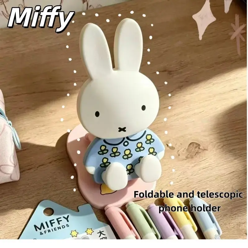 Miffy Rabbit Foldable Adjustable Desk Smartphone Stand, Aesthetic Home & Festive Party Supply, Cute Kawaii Gift for Girls, Ideal for Video Watching Accessories