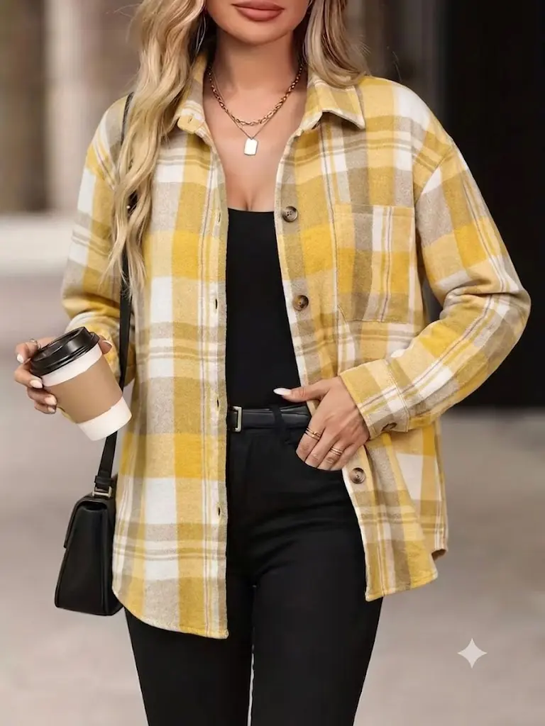 Retro plaid mid-length shirt, American oversized loose brushed cardigan shirt, Alexander boat-neck top, Costco finds this week, shopping deals today for women, free 3-day shipping, women’s fashion