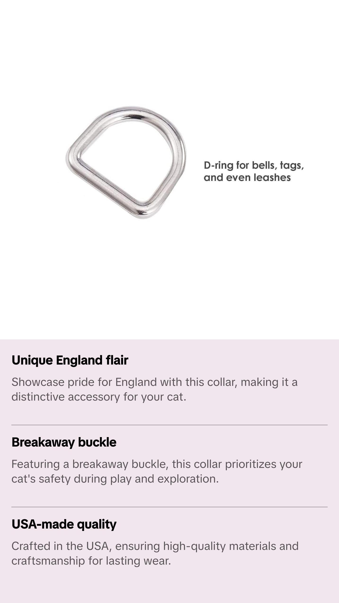 Cat Collar with England Flag | Great For National Holidays, Festivals, Parades, Sporting Events, Pride Events