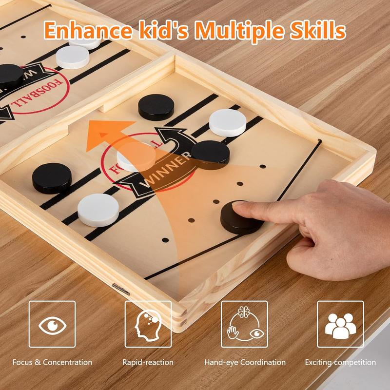 Fast Sling Puck Game - Test Your Speed and Accuracy with This Fast-Paced Wooden Air Hockey Board Game - Guaranteed Fun for Family Night or Friends Party