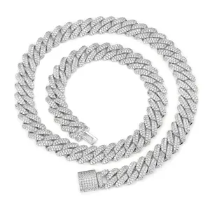 【#CZP397】Shining Zircon Cuban Chain Fashion Trend Square Necklace Men's Hip Hop Rap Fashion Necklace