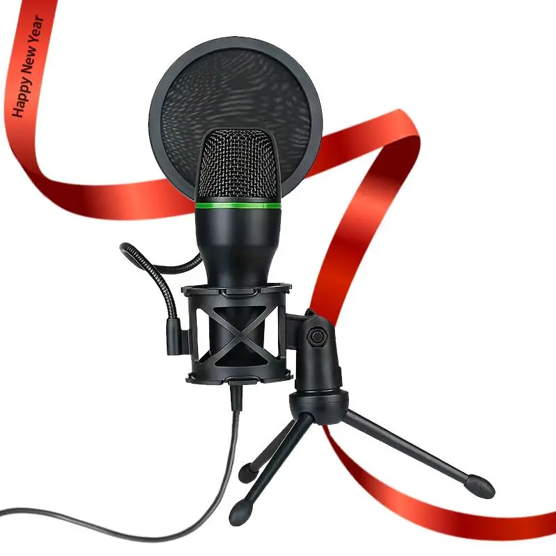 USB Powered Portable Microphone for Laptop, Summer Computer Gaming Mic with Tripod Stand, RGB Light & Filter, Mini Microphones, Noise Reduction Mic fo