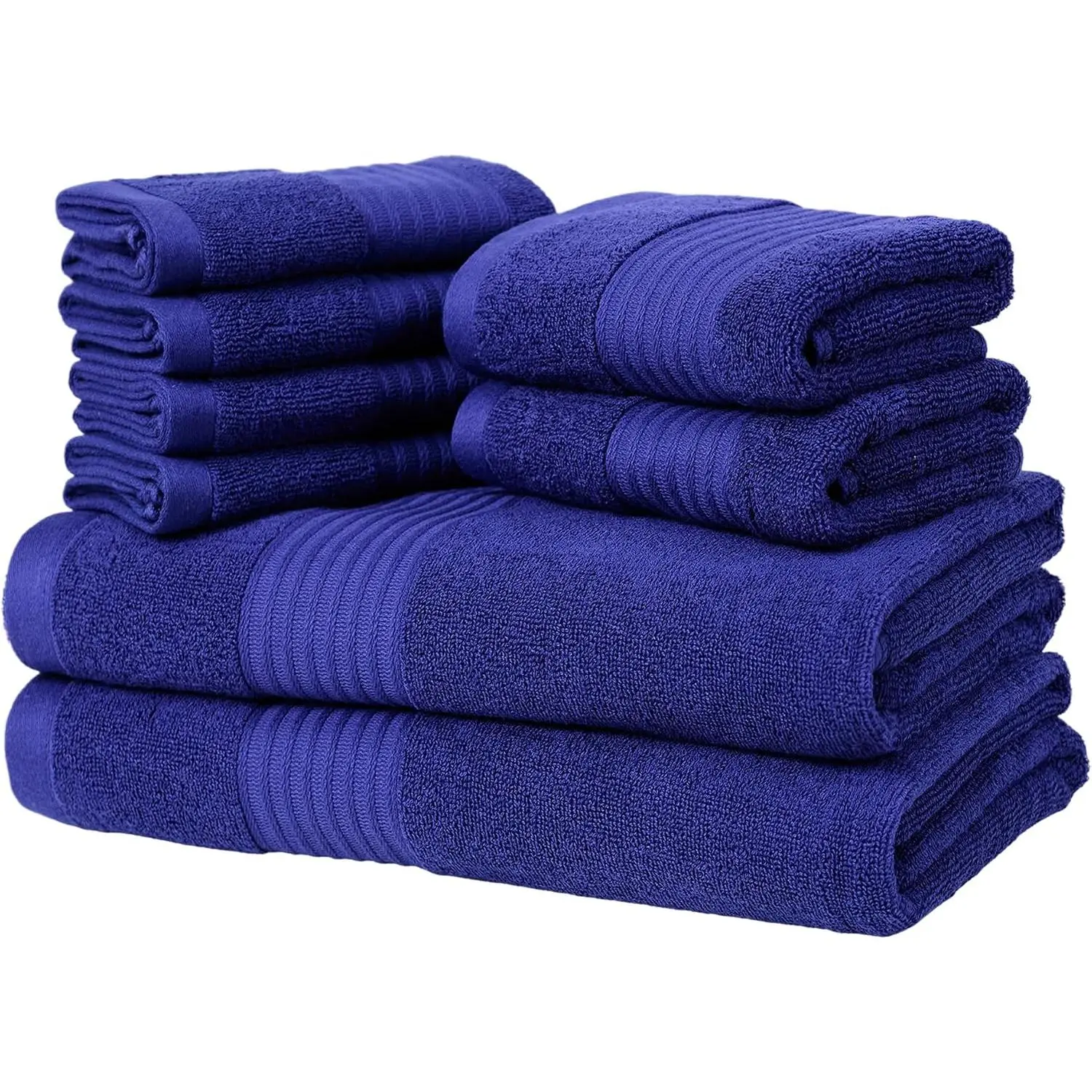 100% Cotton Bath Towel Set - Soft & Absorbent | 2 Oversized Bath Towels, 2 Hand Towels & 4 Washcloths | Long-Lasting, Skin-Friendly, Breathable College Dorm Room Supplies