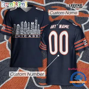 Featuring The City Skyline Built From Legendary Chicago Bears Football Jersey 6BB