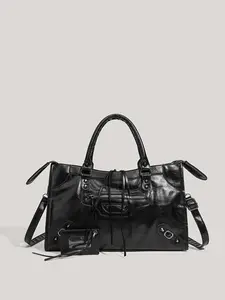 New Fashion Large Capacity Rivet Motorcycle Bag, High-End Casual Shoulder Crossbody Handbag for Women, All Seasons, Fashionable Crossbody Bag, Casual Crossbody Bags