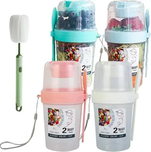 4 Pack 27oz Yogurt Parfait Cups with Lids and Spoons, Overnight Oats Containers, Reusable Topping Compartment for Breakfast with Yogurt