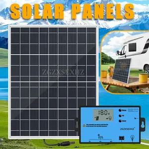 Portable Solar Panel with Controller, 1 Set 15W Solar Panel Charger, Outdoor Solar Panel Kit for Mobile Power, Camping, Hiking, Car, Boat, Phone, Monitoring