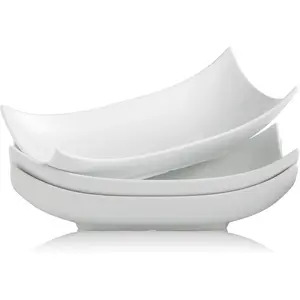 Serving Platters Serving Bowls Set Turkey Serving Platter Porcelain Serving Dishes For Entertaining Special Curved Deep Large Thanksgiving Christmas Dishes Gifts Set of 3 White 12 Inch