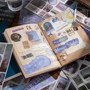 50 Sheets Bullet Journal Washington Monet Van Gogh Oil Painting Stickers, Aesthetic Sticker Book, Artistic Decorative Stickers