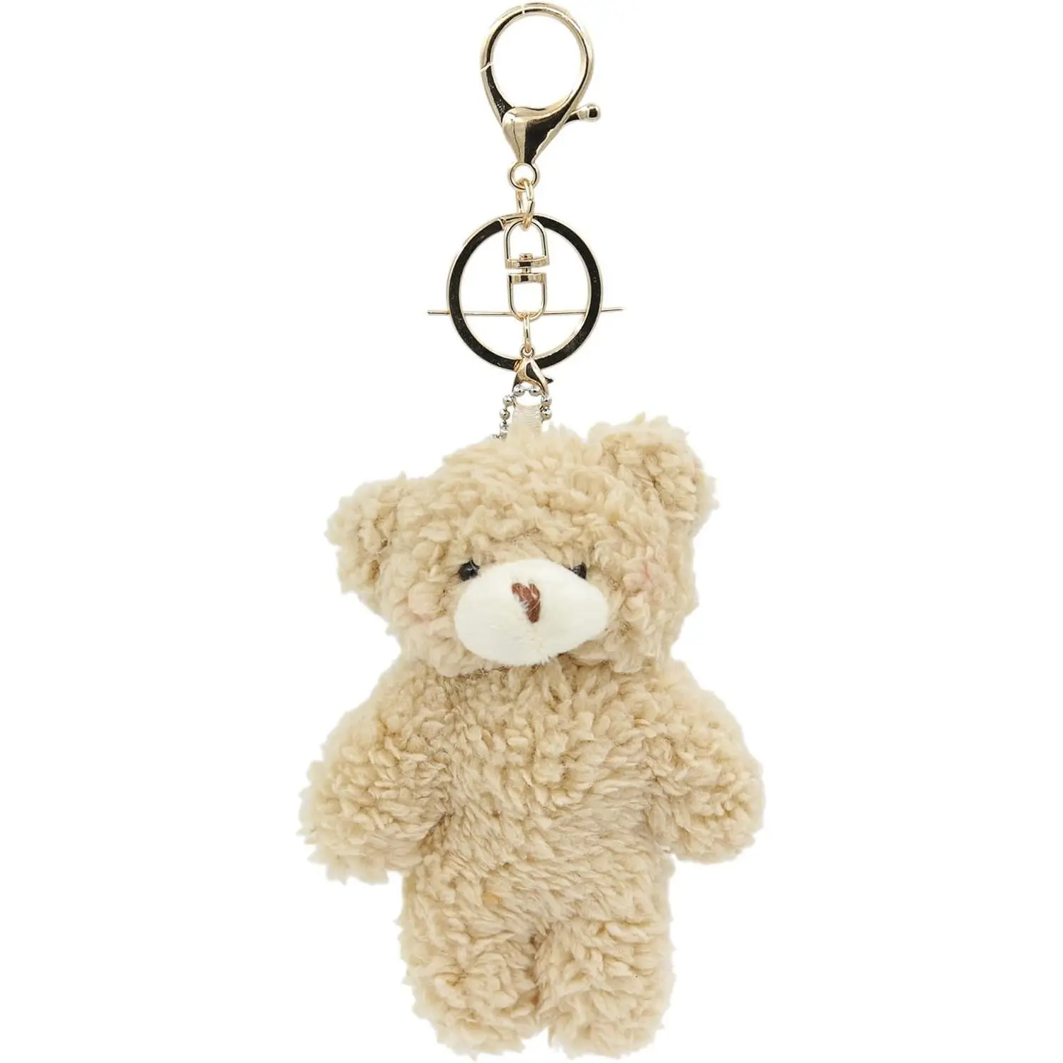 Plush Teddy Bear Keychain, Casual Solid Cotton Stuffed Animal Bag Charm for Girls, 5 Inch Daily Backpack Pendant with Removable Clasp, Heart, Birthday