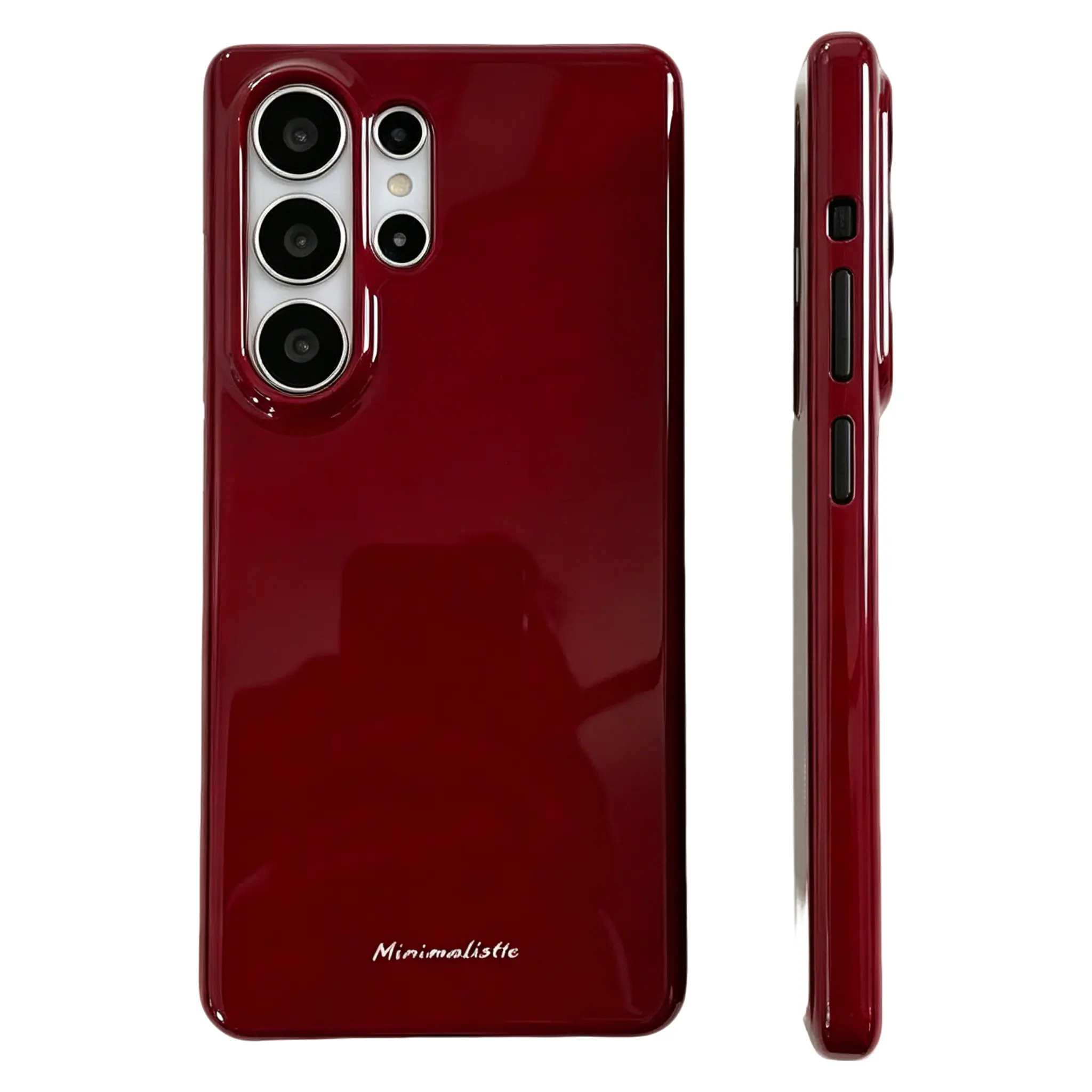 Minimalist Glossy Solid Color Phone Case for Samsung Galaxy S25 Ultra S24 Ultra S23 Ultra, Aesthetic Slim Hard Shell, Camera Protection Shockproof Smooth Plain Cover for Women Girls