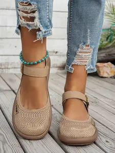 Women's Light Mesh Rubber Metal Buckle Sandals, Guinevere Flat Sandals, Casual Forest Style Summer Breathable Daily Shoes, Easy Match Holiday Wear Lightweight