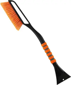 27" Snow Brush and Ice Scrapers for Car Windshield, Detachable Snow Scraper with Ergonomic Foam Grip for Cars, Trucks, SUVs Made from Heavy Duty ABS and PVC Brush - Pack of 1 (Orange)