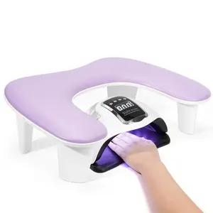 Arm Rest for Nails Tech, U-Shaped Manicure Nail Arm Rest Stand Purple Big Armrest Microfiber PU Leather Hand Rest Pillow for Acrylic Nail Cushion