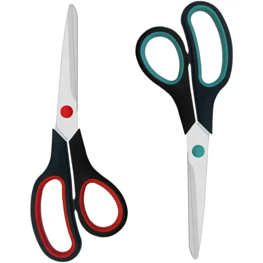 Unisex 2-Pack 7.5-in High-Density Stainless Steel Office Scissors, Comfortable Grip All-Purpose Cutter for Home Paper Cutting & Fabric Craft Supplies