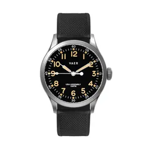 VAER C5 Korean Field Solar Men's Watch - 10ATM Water Resistance, 40mm Case-Diameter for Smaller Wrists, Luminous, Solar Powered,Two Interchangeable Straps