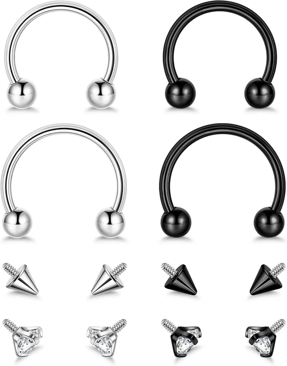 16G 18G G23 Pure Titanium Horseshoe Septum Rings for Women Men Septum Nose Ring Hoop Internally Threaded Lip Cartilage Helix Tragus Earring Eyebrow Daith   with Replacement Ball