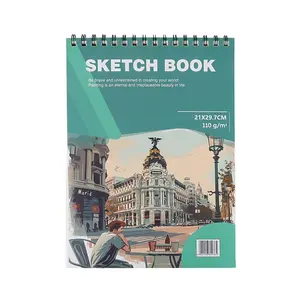 A4 Sketchbook, Thick Paper 110g, Spiral Bound No Flipping Pages, Hand Drawing Illustration Practice Book, Student Art Supplies
