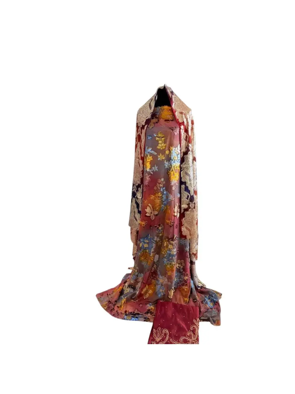 Rosewood Garden Luxury Floral Dirac Set with Embroidered Shawl