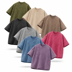 MUSDRE Women’s Basic Oversized Acid Wash Short-Sleeve Heavyweight Cotton Vintage Minimalist Round Neck Loose Baggy Fit Streetwear T-Shirt - for Summer Casual Wear & Gym Use