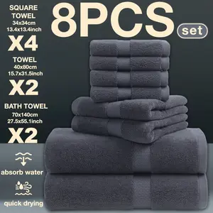 Luxury Bath Towel Set of 8 Pieces, 100% High Absorbent Turkish Towels, 2 Luxury Bath Towels 700gsm, 2 Hand Towels & 4 Face Cloths
